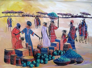 trueque africano Pinturas al óleo